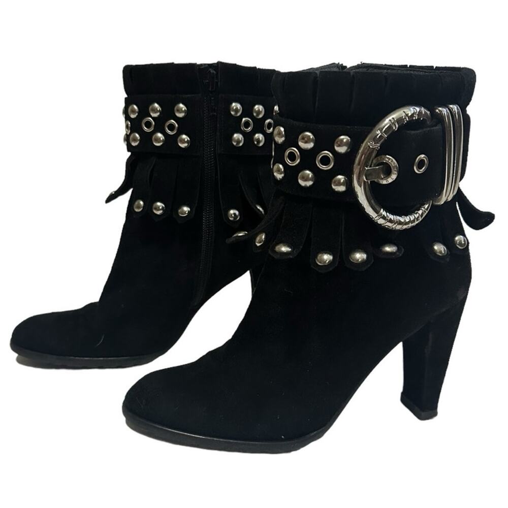 Stuart Weitzman Ankle Boots Black Suede Heel